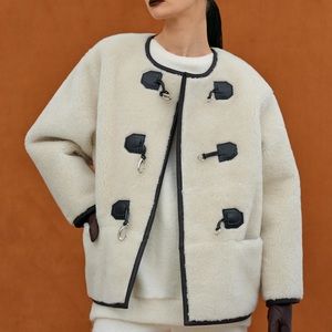 Source Unknown Clasp Front Shearling Coat